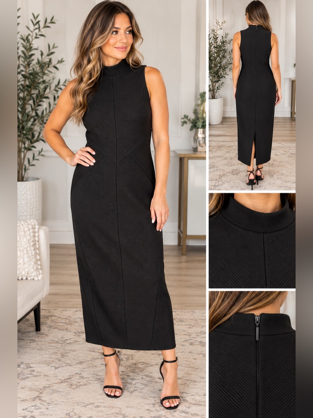 π€ Worthington Black Sleeveless Mock Neck Midi Dress β Size 12